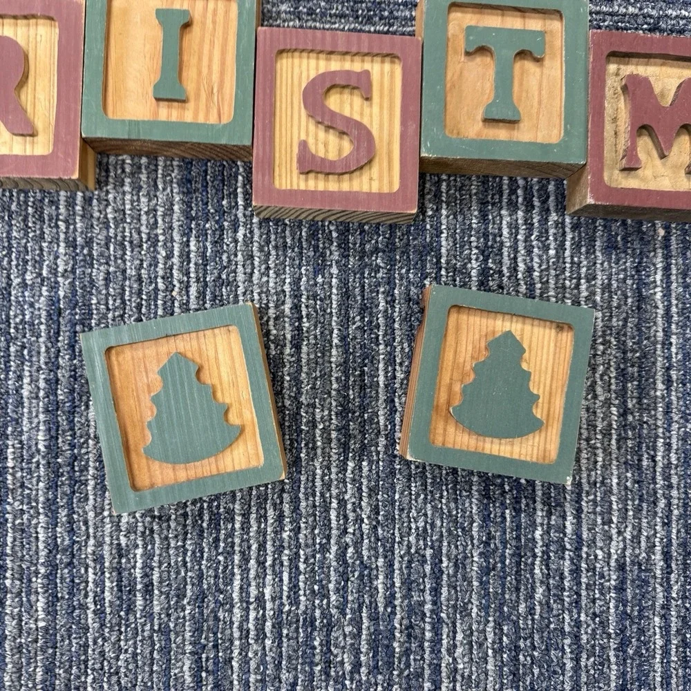 Wood Blocks Spell Out Christmas 3